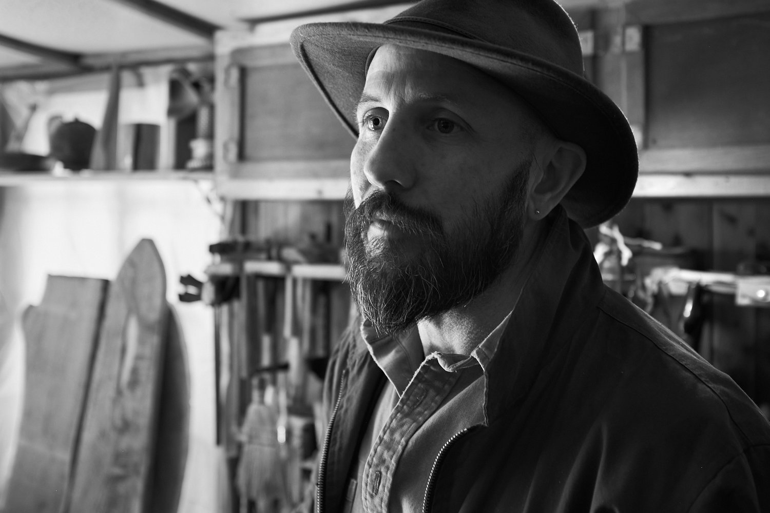 Colin Moore Bradley in his workshop